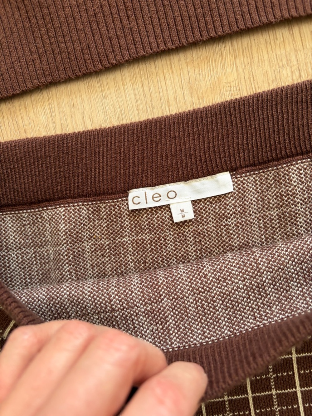 Brown & White Check Knit Skirt Set Size S/M - Picture 4 of 10
